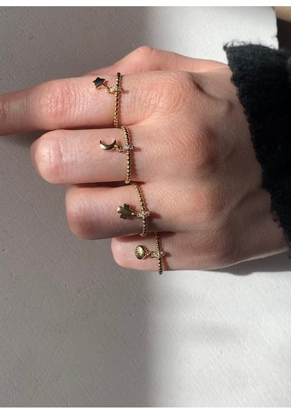 14 Ayar Altın Taşlı Sallantılı Yüzük