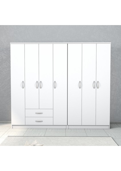 Nisa 7 Kapılı 2 Çekmeceli 14 Raflı Geniş Gardrop Beyaz - GRD1201 fiyatları