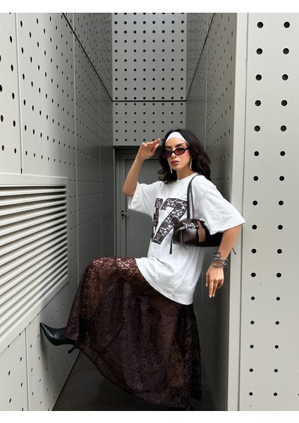 Kadın Kahve Astarsız Dantel Etek 29056 fırsatları