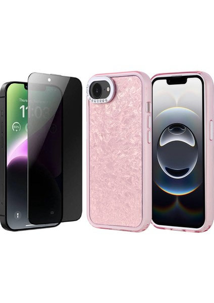 Apple iPhone 16E Kılıf Taşlı Tasarımlı Zore Kapi Kapak + Hayalet Ekran Koruyucu