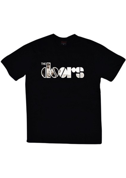 The Doors Baskılı Unisex %100 Pamuk Siyah T-Shirt