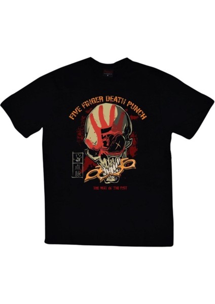 Five Finger Death Punch Baskılı Unisex %100 Pamuk Siyah T-Shirt