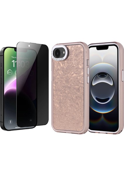 Apple iPhone 16E Kılıf Taşlı Tasarımlı Zore Kapi Kapak + Hayalet Ekran Koruyucu