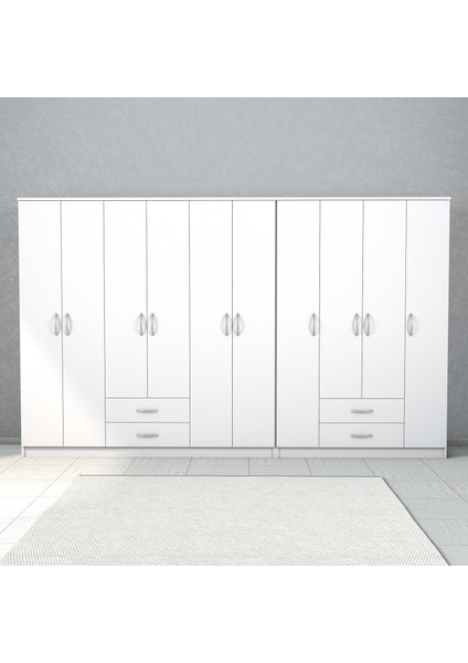 Nisa 10 Kapılı 4 Çekmeceli 16 Raflı Geniş Gardrop Beyaz - GRD1401 fiyatları
