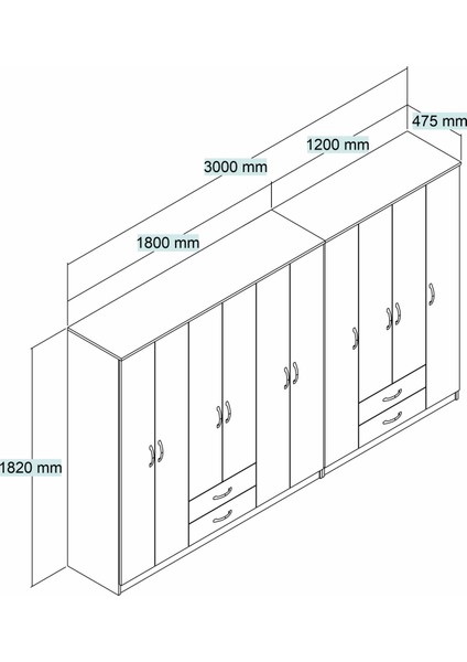 Nisa 10 Kapılı 4 Çekmeceli 16 Raflı Geniş Gardrop Beyaz - GRD1401 fırsatları
