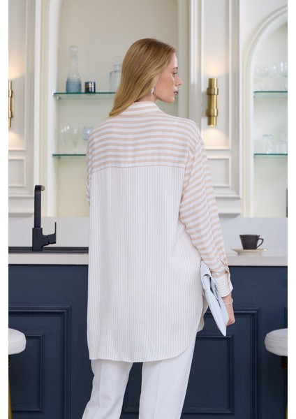 Premium By Moodbasic Taşlı Çizgili Saten Tunik fiyatları