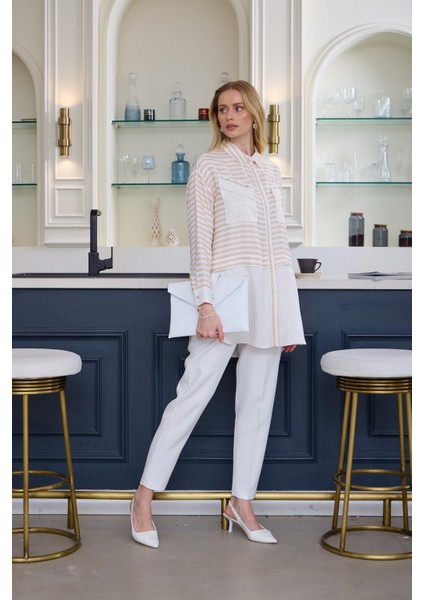 Premium By Moodbasic Taşlı Çizgili Saten Tunik indirimleri