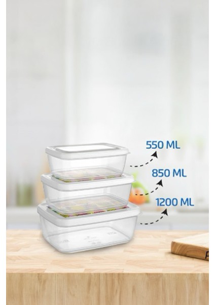 Saklama Kabı Seti 3 Boy Saklama Kabı 3'lü Set