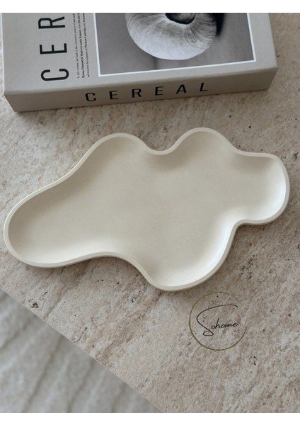Dekoratif Bej Asimetrik Tabak 30 cm Bej