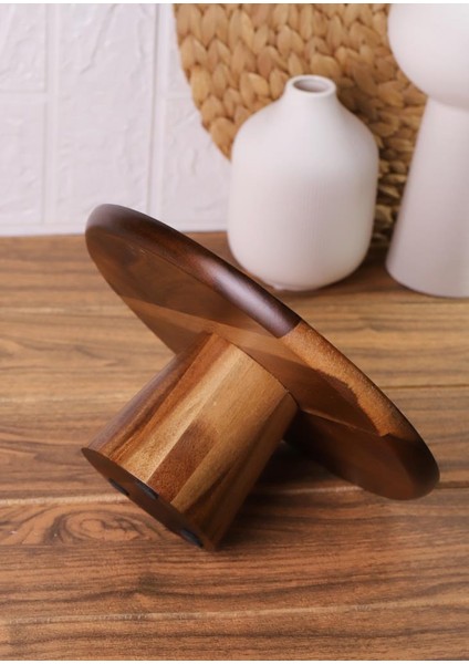 Akasya Ağacından Yuvarlak Ahşap Sunumluk Pasta Servis Tabağı 25 cm modelleri