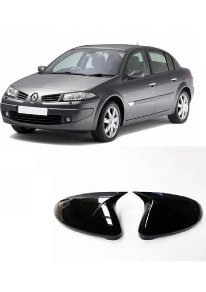 Renault Megane 2 Sedan 2003-2009 Uyumlu Parlak Siyah Batman Ayna Kapağı