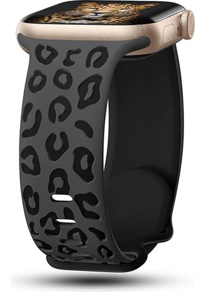 Apple Watch 6 5 4 3 2 1 Se 38 40 mm Uyumlu Silikon Kordon Leopar Desenli Renkli Tasarım Kayış