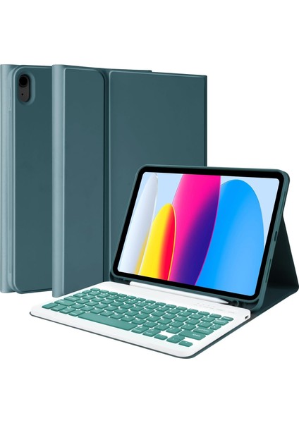 Apple iPad Air 11 M3 2025 Rgb LED Işıklı Türkçe Karakterli Bluetooth Özellikli Kalemlikli Klavyeli Kılıf A3266 A3267