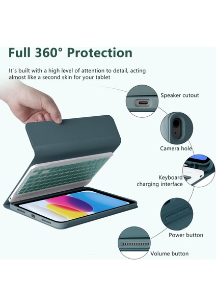 Apple iPad Air 11 M3 2025 Rgb LED Işıklı Türkçe Karakterli Bluetooth Özellikli Kalemlikli Klavyeli Kılıf A3266 A3267 modelleri