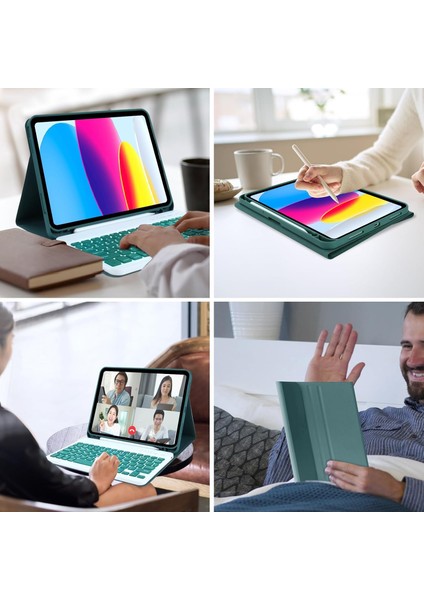 Apple iPad Air 11 M3 2025 Rgb LED Işıklı Türkçe Karakterli Bluetooth Özellikli Kalemlikli Klavyeli Kılıf A3266 A3267 fırsatları