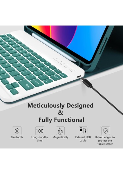 Apple iPad Air 11 M3 2025 Rgb LED Işıklı Türkçe Karakterli Bluetooth Özellikli Kalemlikli Klavyeli Kılıf A3266 A3267 indirimleri