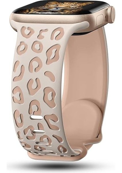 Apple Watch 6 5 4 3 2 1 Se 42 44 mm Uyumlu Silikon Kordon Leopar Desenli Renkli Tasarım Kayış