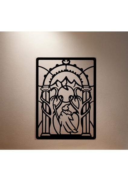 Sanatsal Çizgi Desenli Metal Tablo