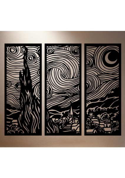Starry Night 3'lü Metal Tablo