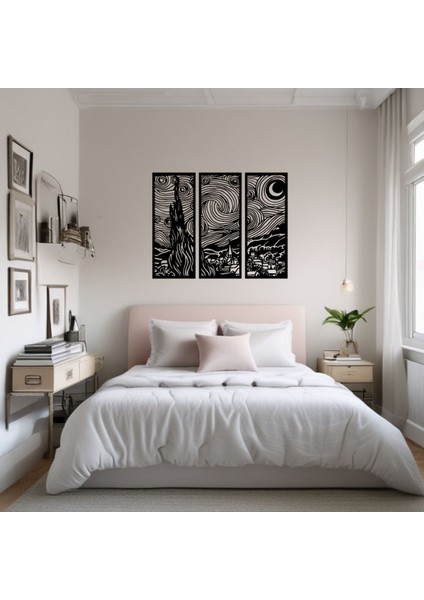 Starry Night 3'lü Metal Tablo modelleri