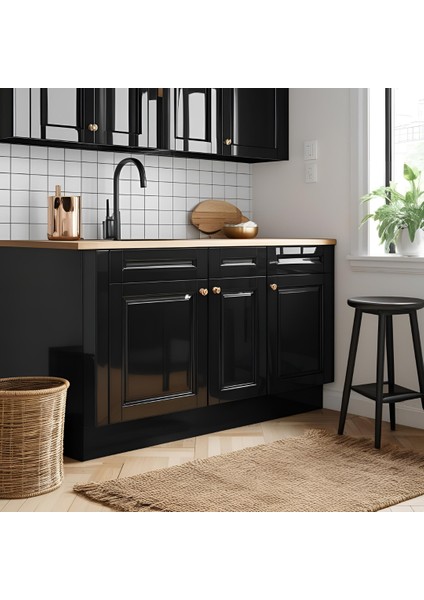 Parlak Siyah Kendinden Yapışkanlı Çok Amaçlı Kaplama Folyosu 61 cm x 1 Metre