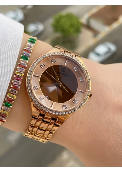 Rosegold Renk Kesme Camlı Kadın Kol Saati ve Bileklik fiyatları
