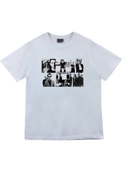 Depeche Mode Baskılı Unisex %100 Pamuk Beyaz T-Shirt