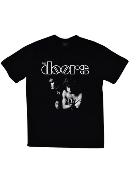 The Doors Baskılı Unisex %100 Pamuk Siyah T-Shirt
