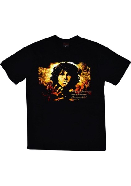 The Doors Baskılı Unisex %100 Pamuk Siyah T-Shirt