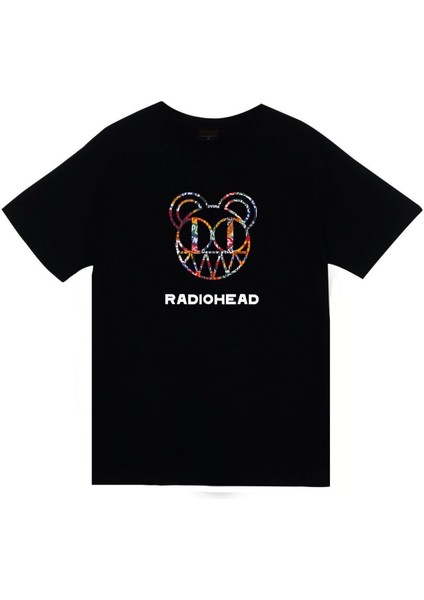 Unisex Siyah Radiohead Baskılı T-Shirt