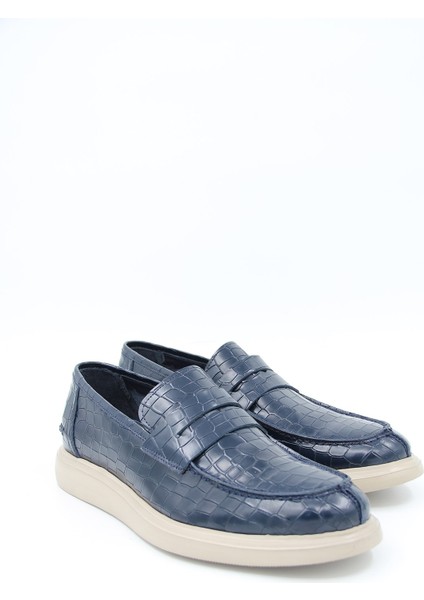 226825 Erkek Casual Ayakkabı - Lacivert Croco Deri fırsatları