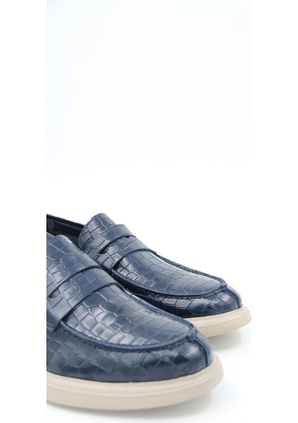 226825 Erkek Casual Ayakkabı - Lacivert Croco Deri indirimleri