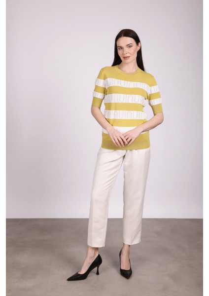 Kadın Bisiklet Yaka Kısa Kollu Merserize Bluz 2611 Kivi-Fildişi fiyatları