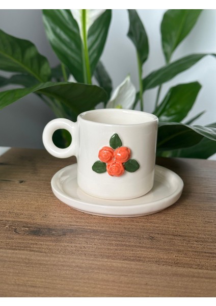 Mshandmade El Yapımı Seramik Türk Kahvesi Fincanı, Rose Coffee Cup fiyatları