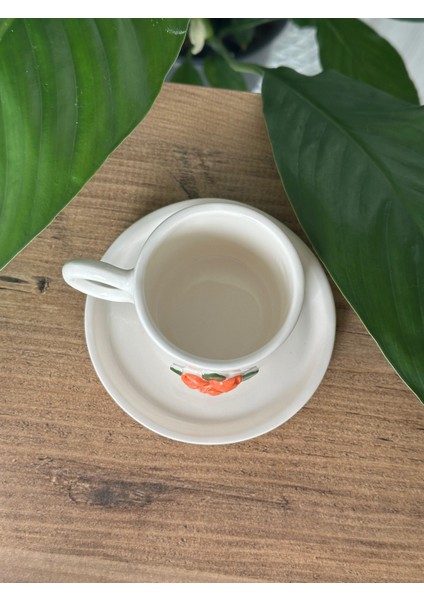 Mshandmade El Yapımı Seramik Türk Kahvesi Fincanı, Rose Coffee Cup fırsatları