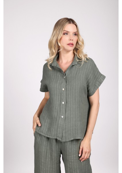 Kadın Rahat Kalıp Keten Alt-Üst Takım 2633 Yeşil fiyatları