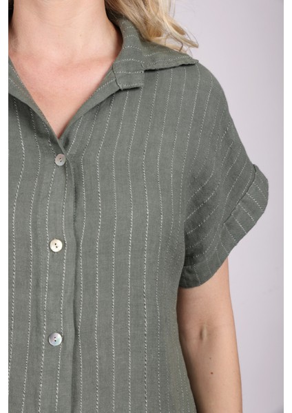 Kadın Rahat Kalıp Keten Alt-Üst Takım 2633 Yeşil modelleri