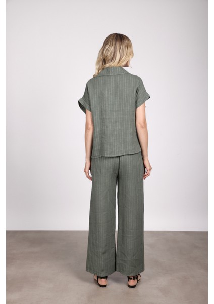 Kadın Rahat Kalıp Keten Alt-Üst Takım 2633 Yeşil fırsatları