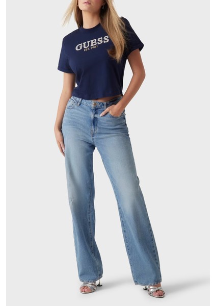 Cn Ss Logolu Pamuklu Düğme Detaylı Boxy Fit Sıfır Yaka Cropped T Shirt W5GI15K8FQ4 Bayan T Shirt W5GI15 K8FQ4 G7P1 modelleri