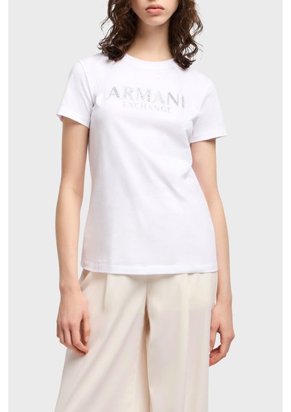 Armani Exchage Pamuk Regular Fit Bisiklet Yaka Logolu T Shirt Bayan T Shirt XW000387 AF10354 U0002