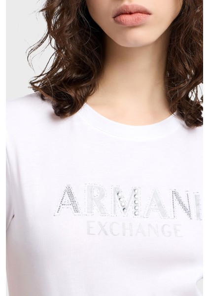 Armani Exchage Pamuk Regular Fit Bisiklet Yaka Logolu T Shirt Bayan T Shirt XW000387 AF10354 U0002 fırsatları