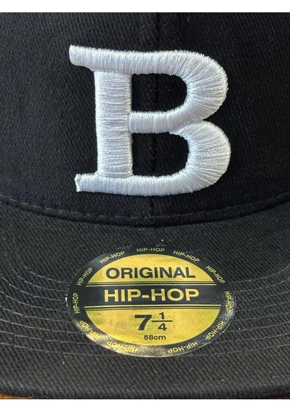 B Logo Nakışlı Siyah Renk Hip Hop Snapback Rapper Basket Cap Şapka indirimleri