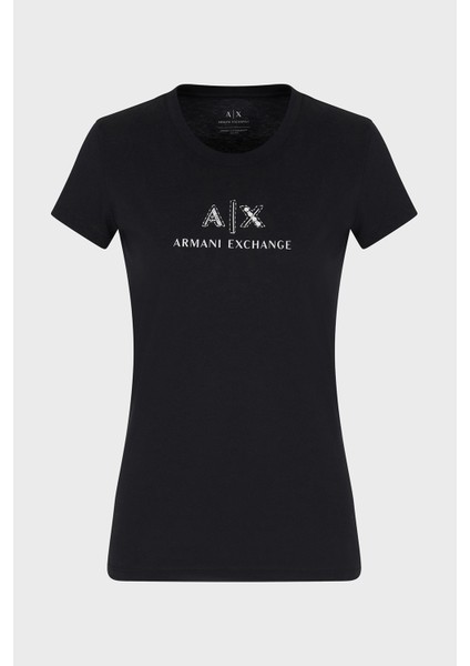 Armani Exchage Taşlı Pamuk Slim Fit Bisiklet Yaka T Shirt Bayan T Shirt XW000386 AF10354 UC001 indirimleri