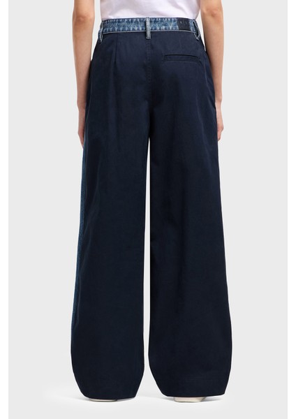 % 100 Pamuk Relaxed Fit Bol Paça Renk Bloklu Pantolon Bayan Pantolon XW000561 AF12845 MB115
