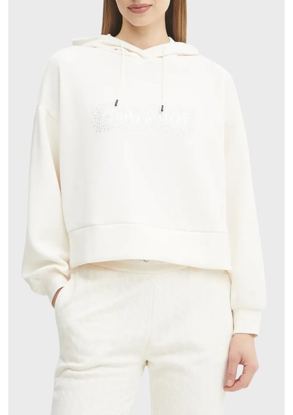 Comfort Fit Kapüşonlu Taşlı Logolu Sweat Bayan Sweat XW000094 AF10804 U1003