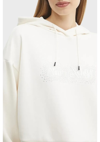 Comfort Fit Kapüşonlu Taşlı Logolu Sweat Bayan Sweat XW000094 AF10804 U1003