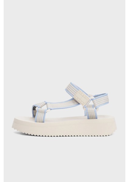 Logolu Platform Taban Cirtlı Sandalet Bayan Sandalet EN0EN02747 Acg