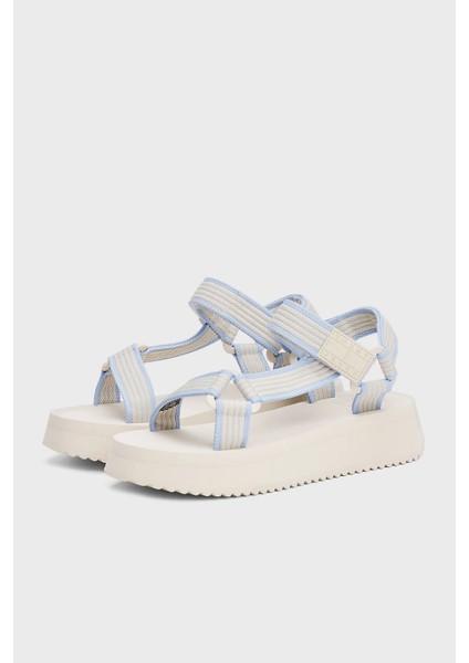 Logolu Platform Taban Cirtlı Sandalet Bayan Sandalet EN0EN02747 Acg