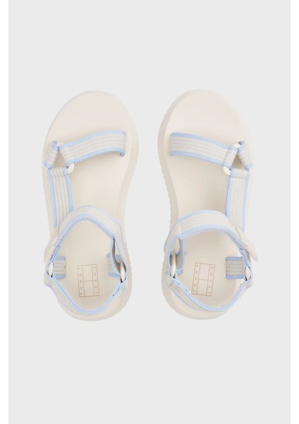 Logolu Platform Taban Cirtlı Sandalet Bayan Sandalet EN0EN02747 Acg