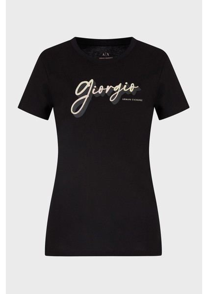 Armani Exchage Pamuk Regular Fit Bisiklet Yaka Baskılı T Shirt Bayan T Shirt XW000542 AF10359 UC001